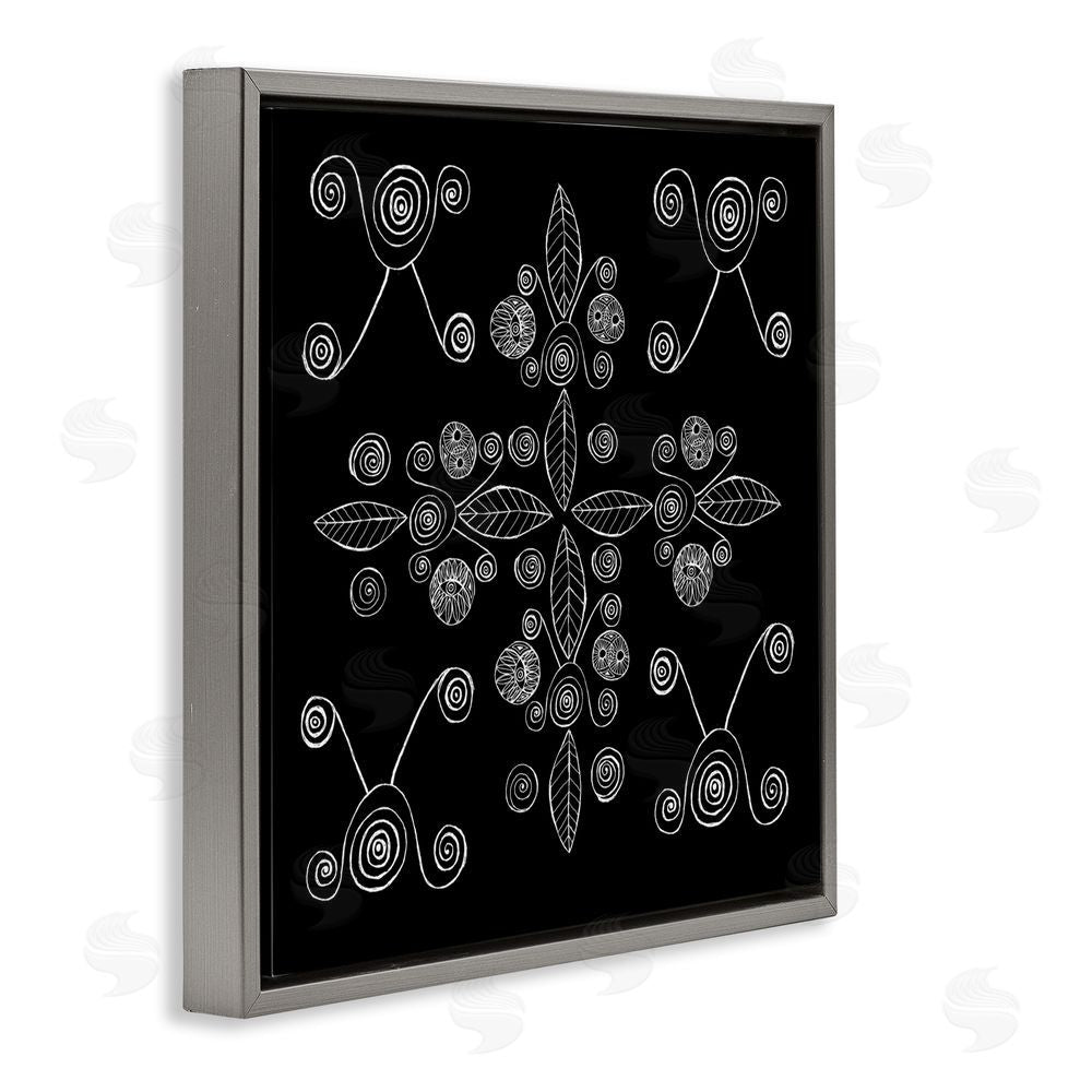 El Perkin Geometrics & Leaf Fractals Gray Floating Frame Canvas Wall Art