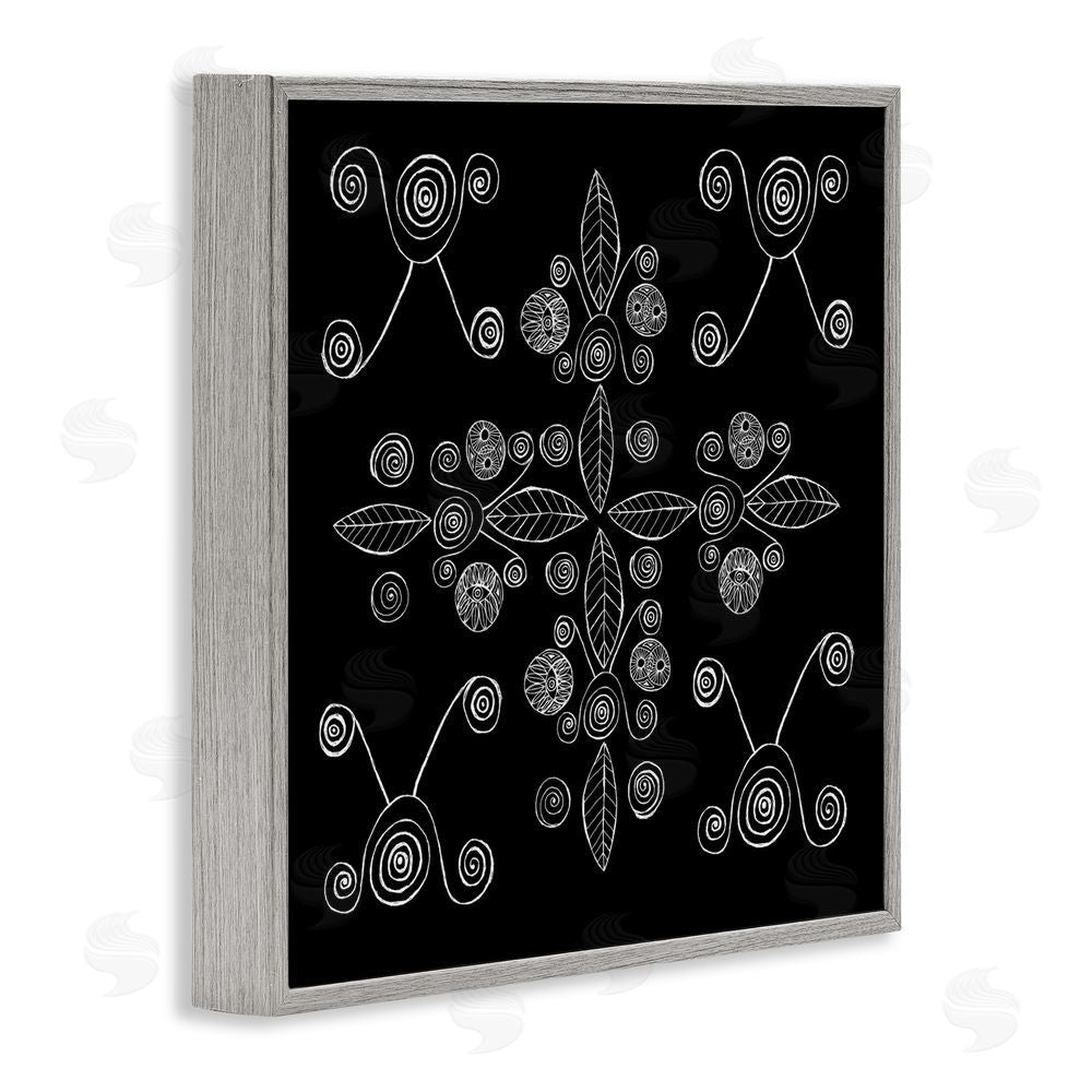 El Perkin Geometrics & Leaf Fractals Gray Framed Giclee Wall Art Print
