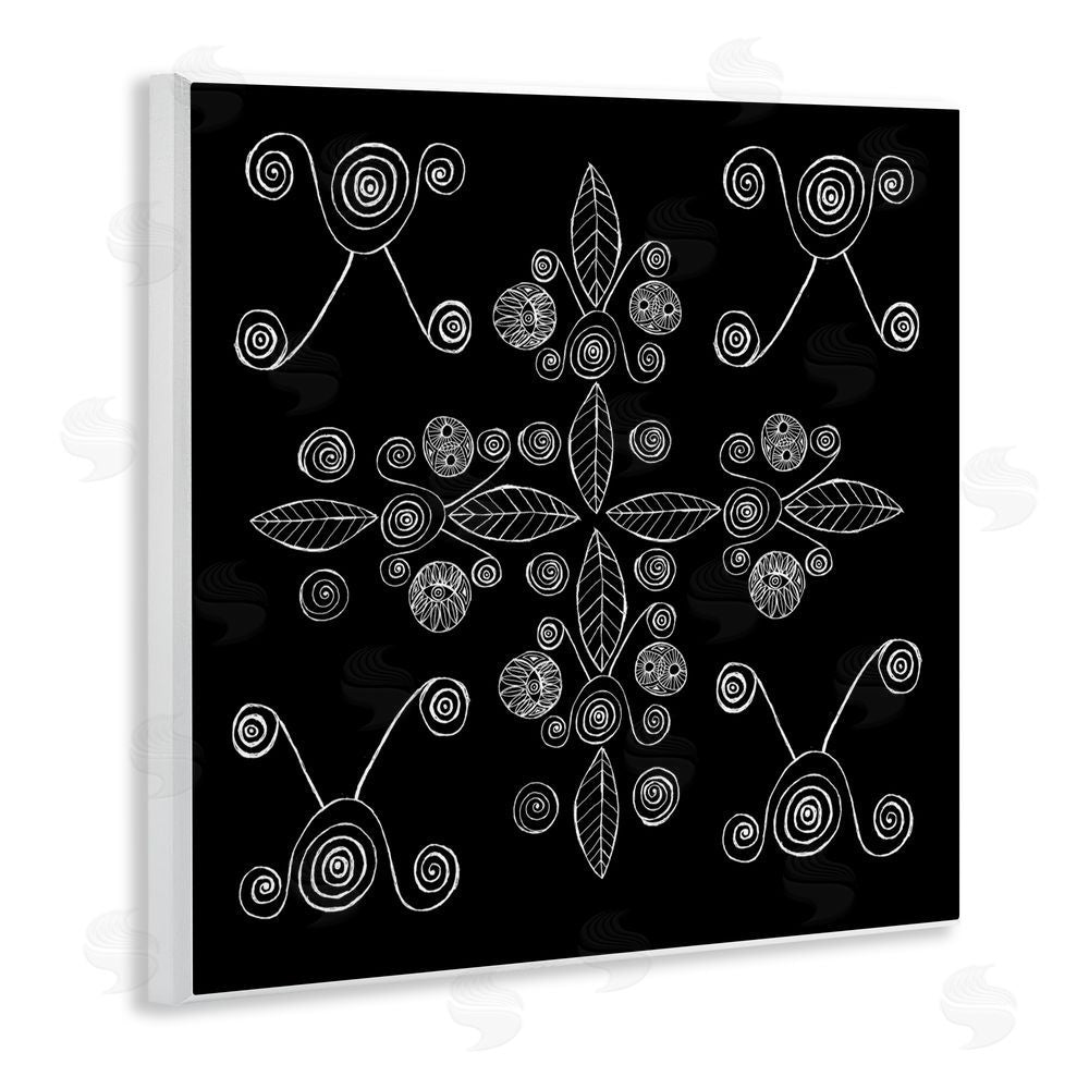 El Perkin Geometrics & Leaf Fractals Wooden Wall Plaque Art Print