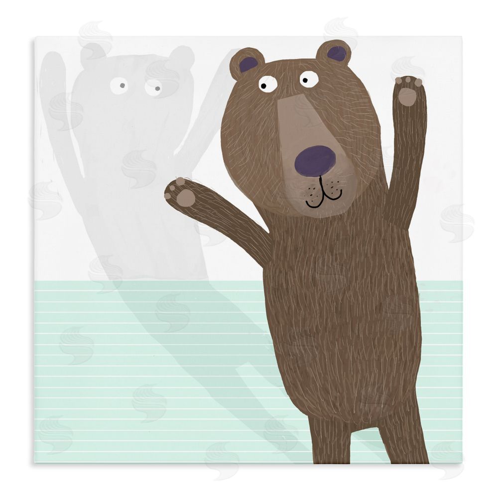 Carla Daly Whimsical Bear Shadow Stretched Canvas Wall Art Print