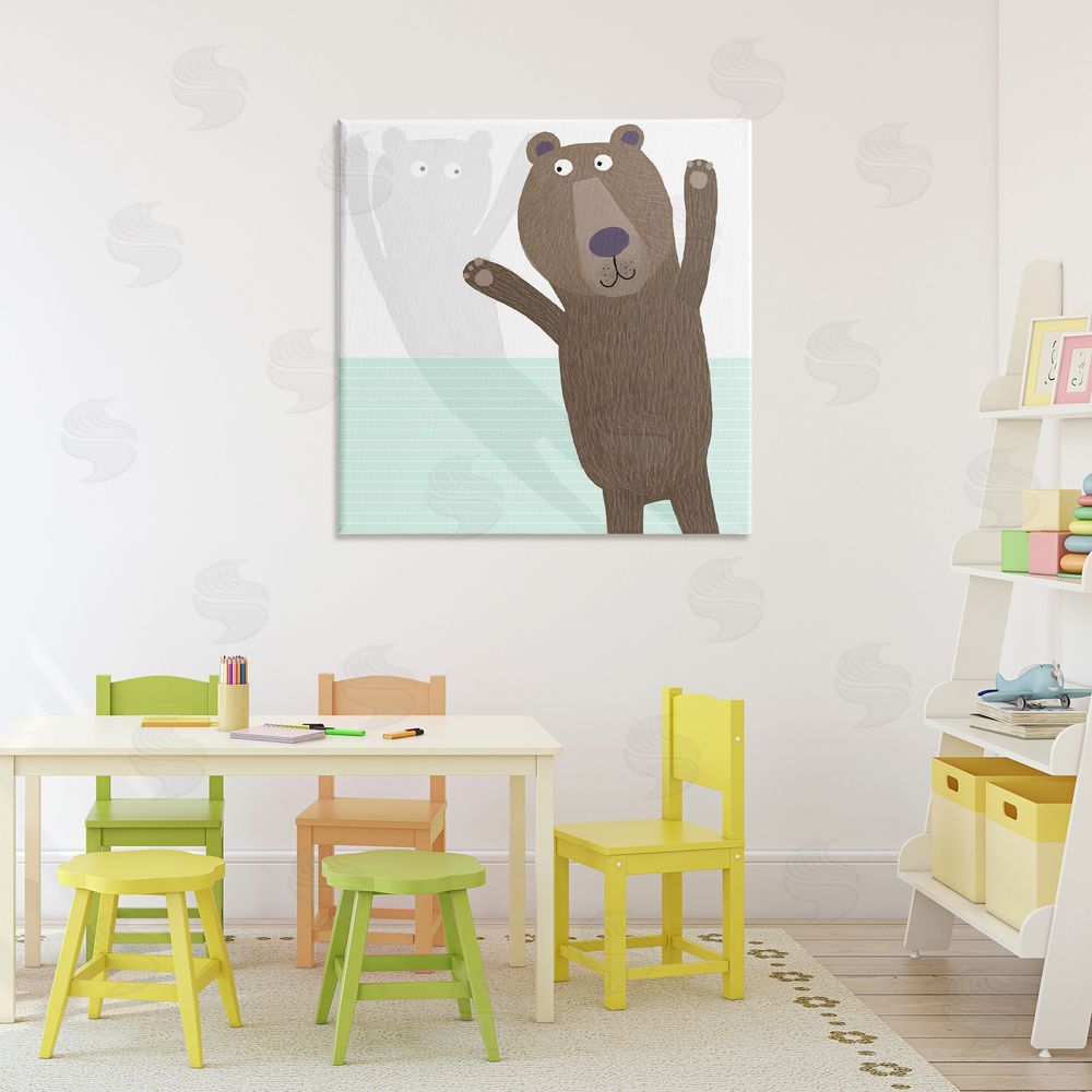 Carla Daly Whimsical Bear Shadow Stretched Canvas Wall Art Print in Room