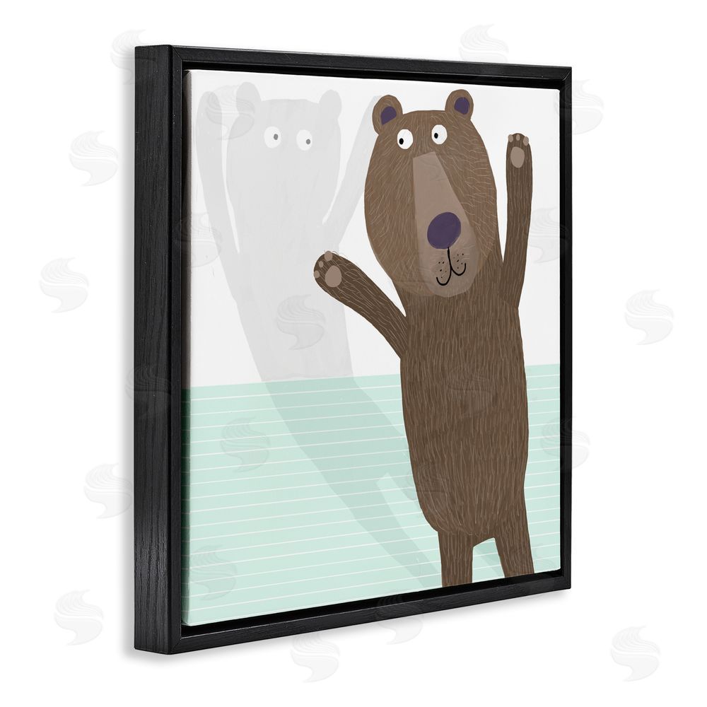 Carla Daly Whimsical Bear Shadow Black Floating Frame Canvas Wall Art Print