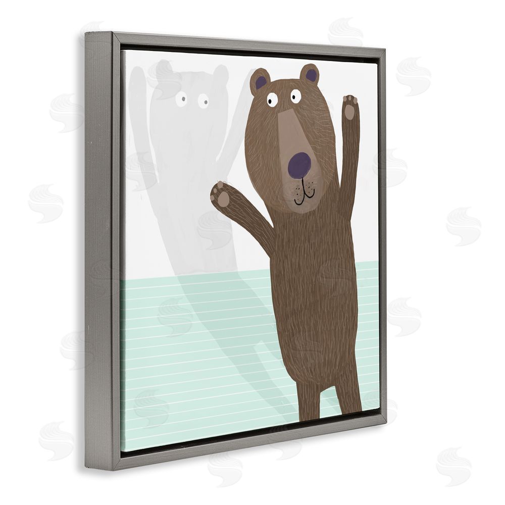 Carla Daly Whimsical Bear Shadow Gray Floating Frame Canvas Wall Art Print