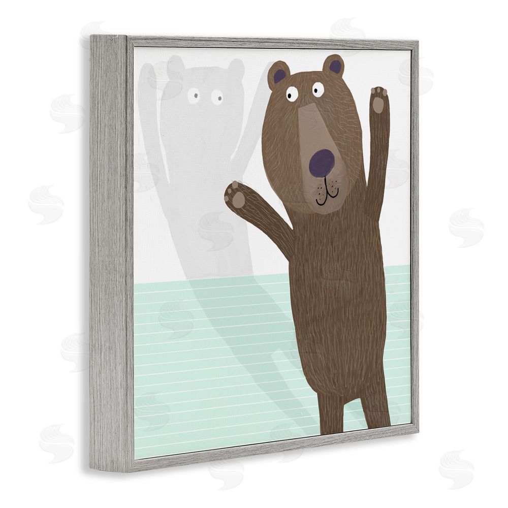 Carla Daly Whimsical Bear Shadow Gray Framed Giclee Wall Art Print