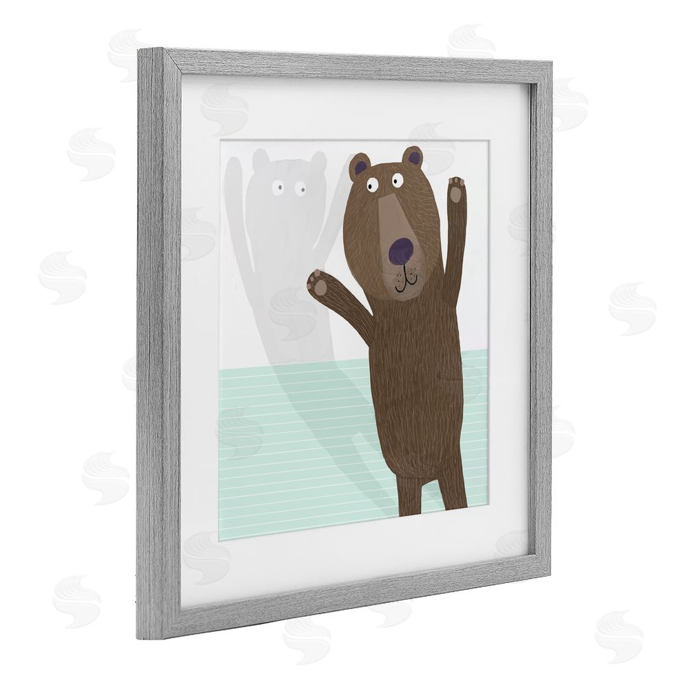 Carla Daly Whimsical Bear Shadow Gray Framed Print Under Glass Wall Art