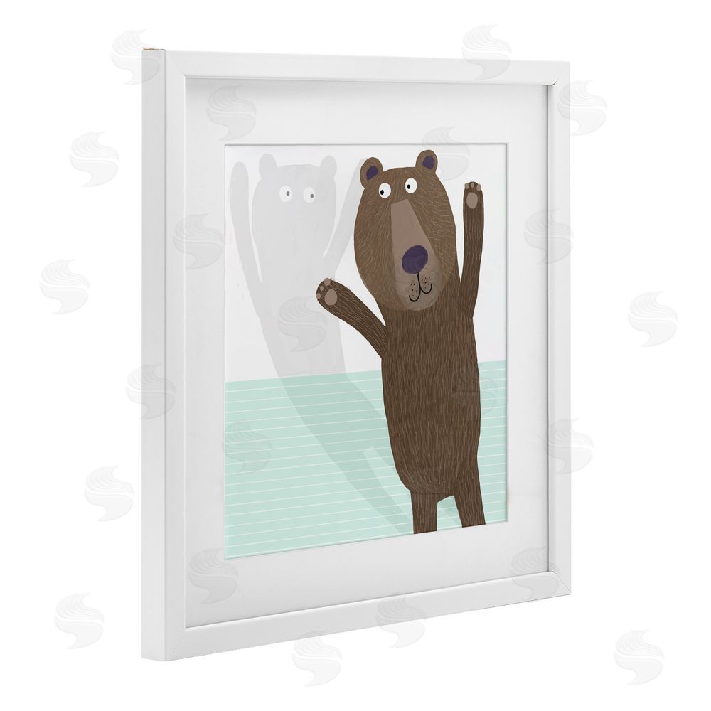 Carla Daly Whimsical Bear Shadow White Framed Print Under Glass Wall Art