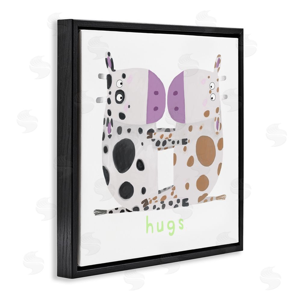 Carla Daly Cow Hugs Symmetry Black Floating Frame Canvas Wall Art Print