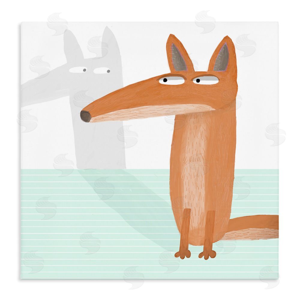 Carla Daly Whimsical Fox Shadow Stretched Canvas Wall Art Print