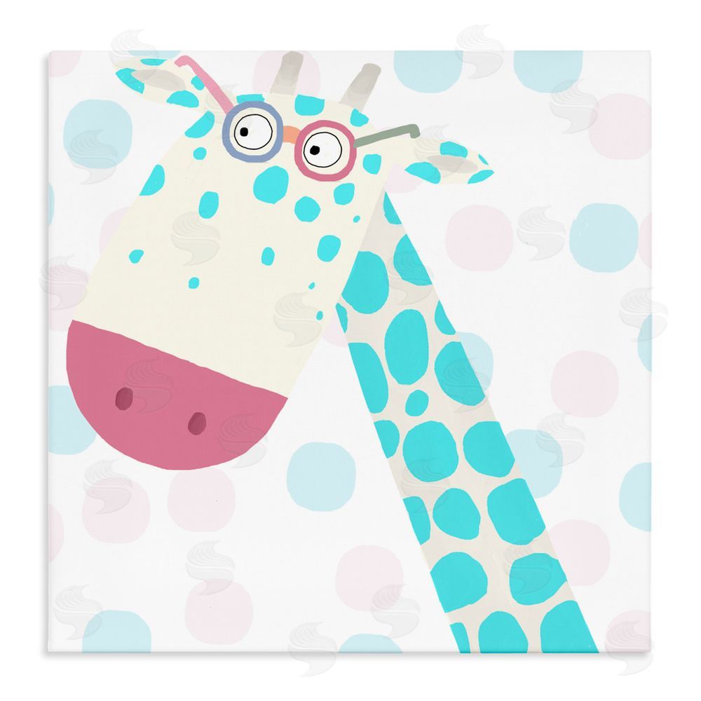 Carla Daly Electric Blue Giraffe Stretched Canvas Wall Art
