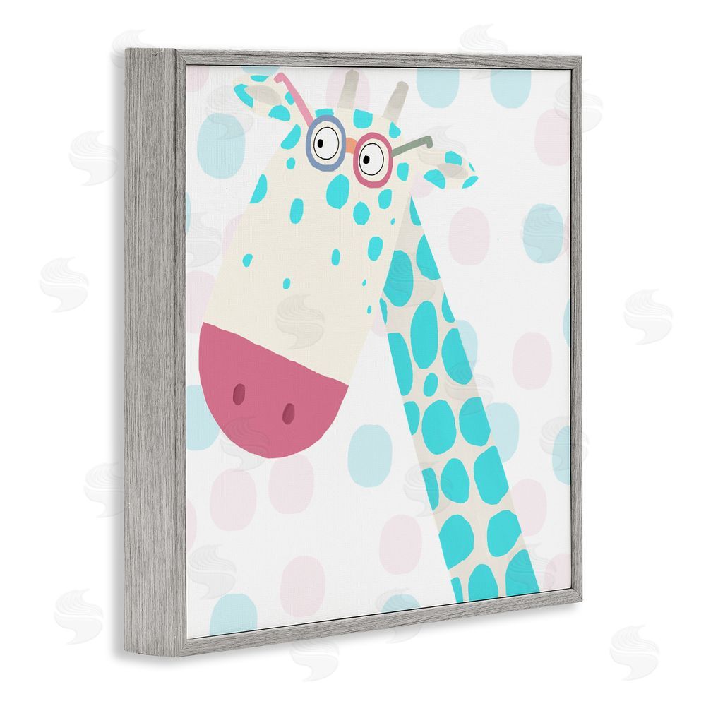 Carla Daly Electric Blue Giraffe Gray Framed Giclee Wall Art Print