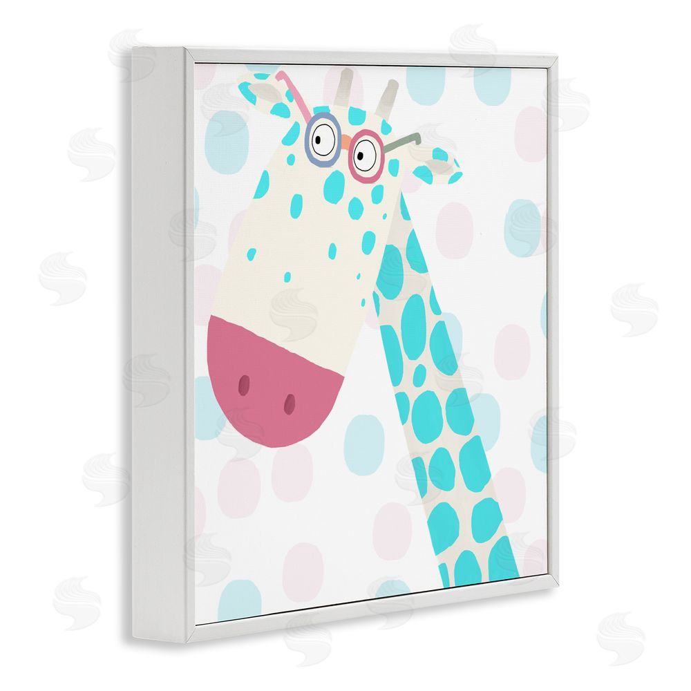 Carla Daly Electric Blue Giraffe White Framed Giclee Wall Art Print