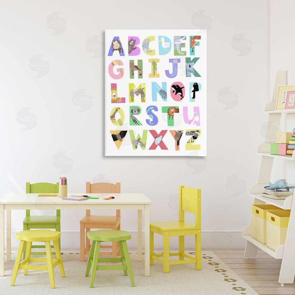 Carla Daly Alphabet Shapes with Animals Stretched Canvas Wall Art in Room