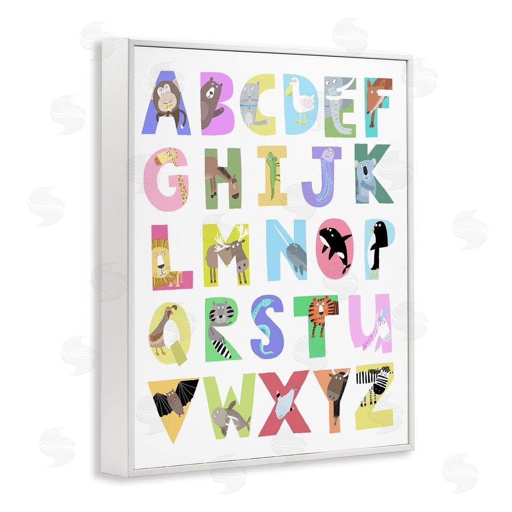 Carla Daly Alphabet Shapes with Animals White Framed Giclee Wall Art Print
