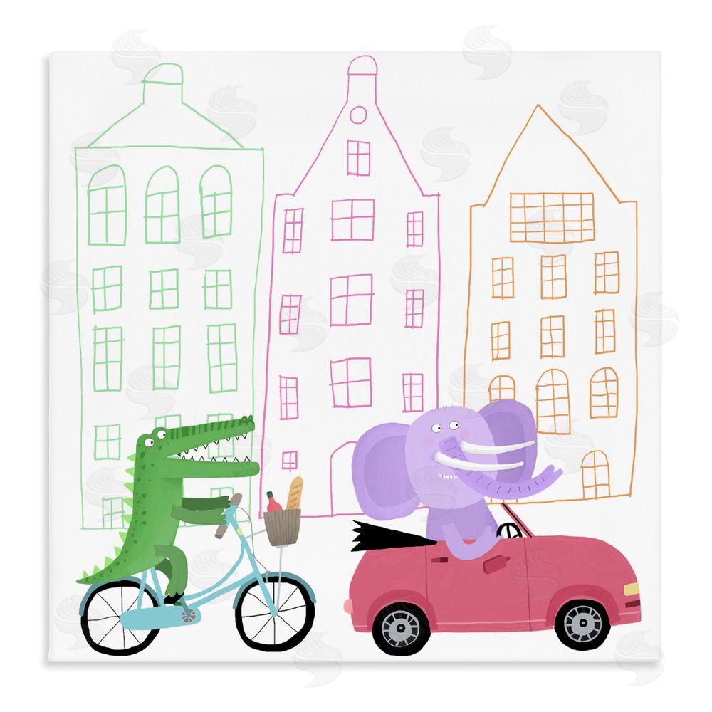 Carla Daly Amsterdam Buildings & Animals Stretched Canvas Wall Art Print