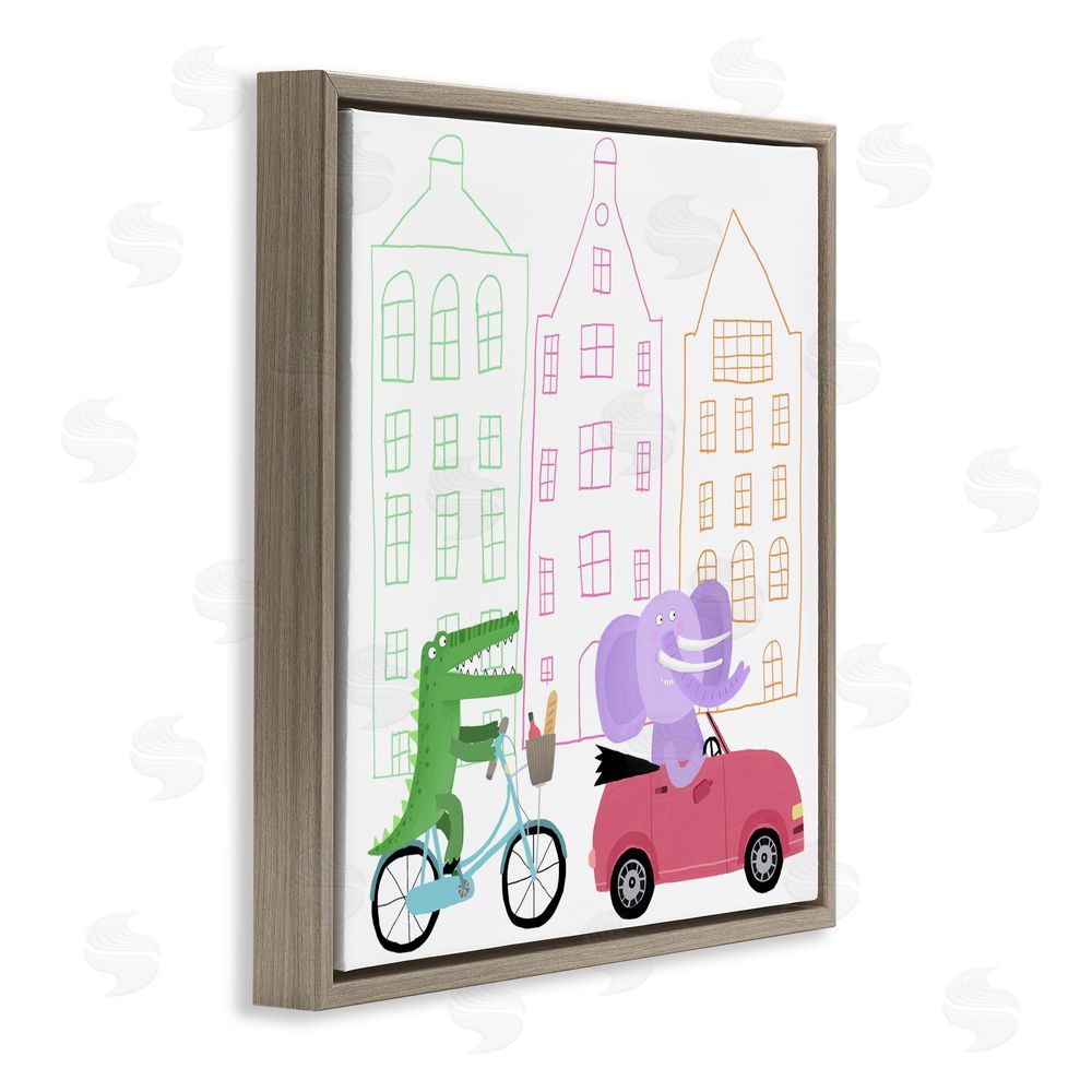 Carla Daly Amsterdam Buildings & Animals Brown Floating Frame Canvas Wall Art Print