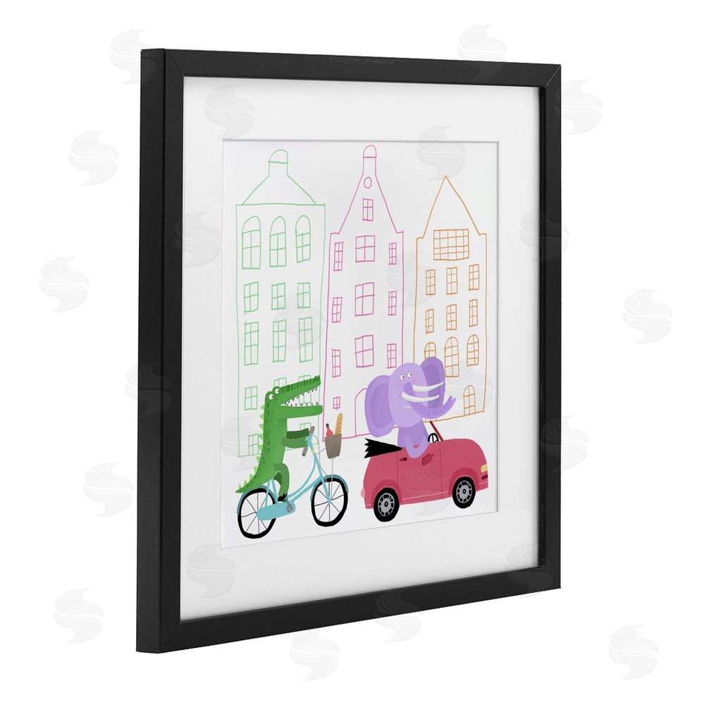 Carla Daly Amsterdam Buildings & Animals Black Framed Print Under Glass Wall Art