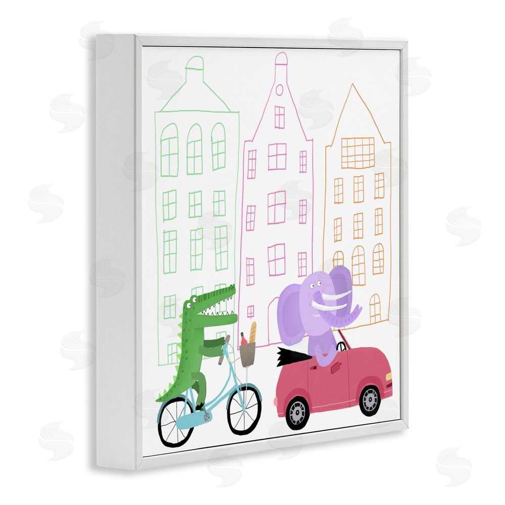 Carla Daly Amsterdam Buildings & Animals White Framed Giclee Wall Art Print