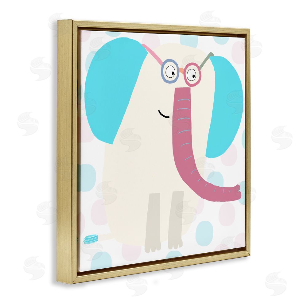 Carla Daly Electric Blue Elephant Gold Floating Frame Canvas Wall Art