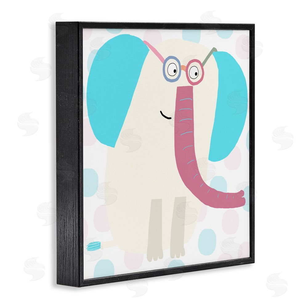 Carla Daly Electric Blue Elephant Blacked Framed Giclee Wall Art Print
