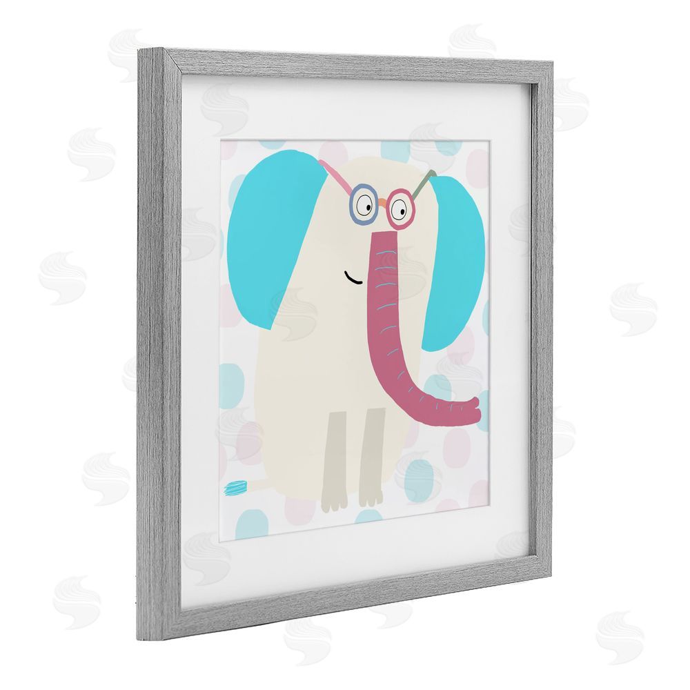 Carla Daly Electric Blue Elephant Gray Framed Print Under Glass with Mat Wall Art