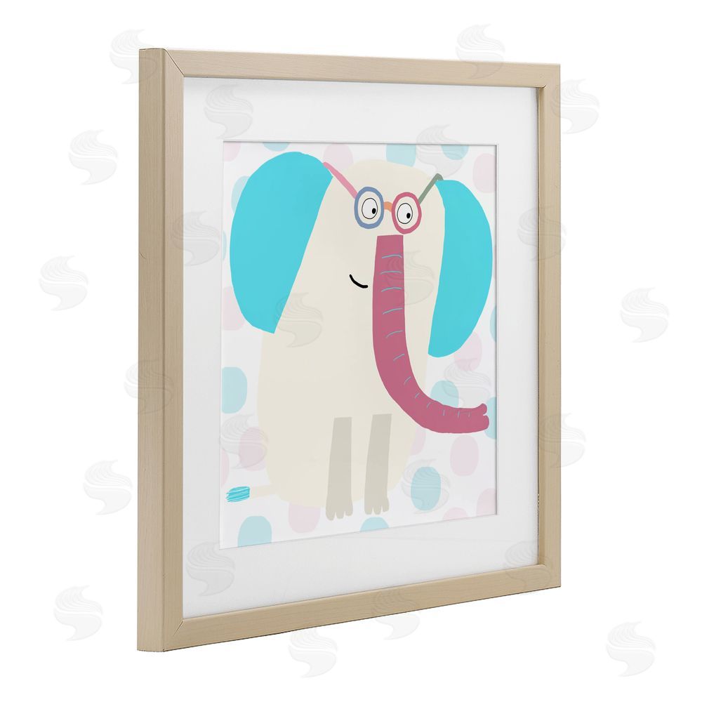 Carla Daly Electric Blue Elephant Brown Framed Print Under Glass with Mat Wall Art