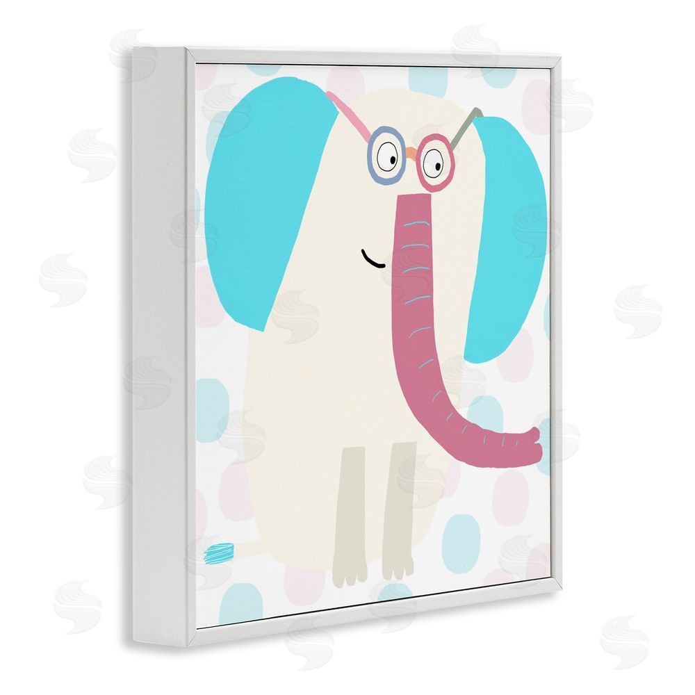 Carla Daly Electric Blue Elephant White Framed Giclee Wall Art Print