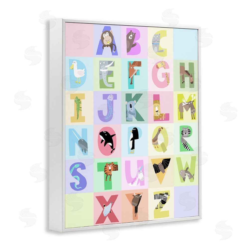 Carla Daly Animal Alphabet in Pastels White Framed Giclee Wall Art Print