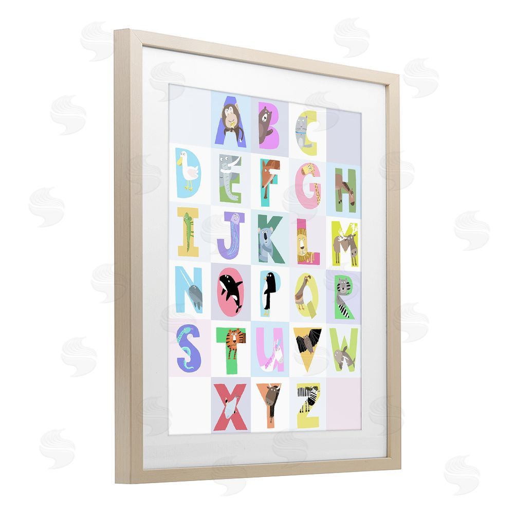 Carla Daly Animal Alphabet in Light Grey Birch Framed Print Under Glass Wall Art