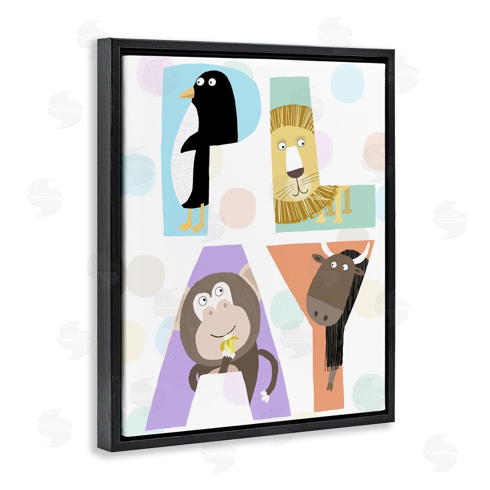 Carla Daly Play Letters with Animals Black Floating Frame Canvas Wall Art Print