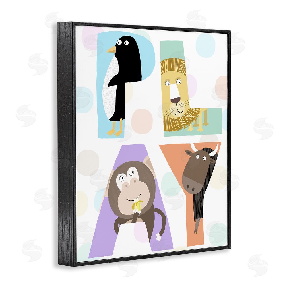 Carla Daly Play Letters with Animals Black Framed Giclee Wall Art Print
