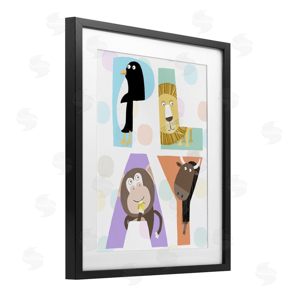 Carla Daly Play Letters with Animals Black Framed Print Under Glass Wall Art