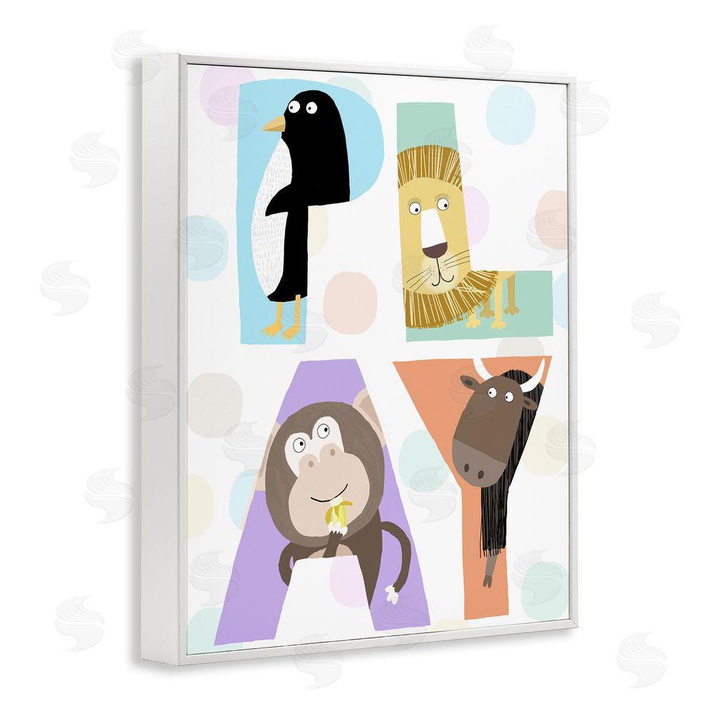 Carla Daly Play Letters with Animals White Framed Giclee Wall Art Print