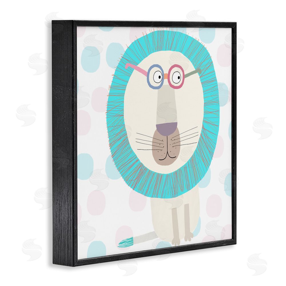 Carla Daly Electric Blue Lion Blacked Framed Giclee Wall Art Print
