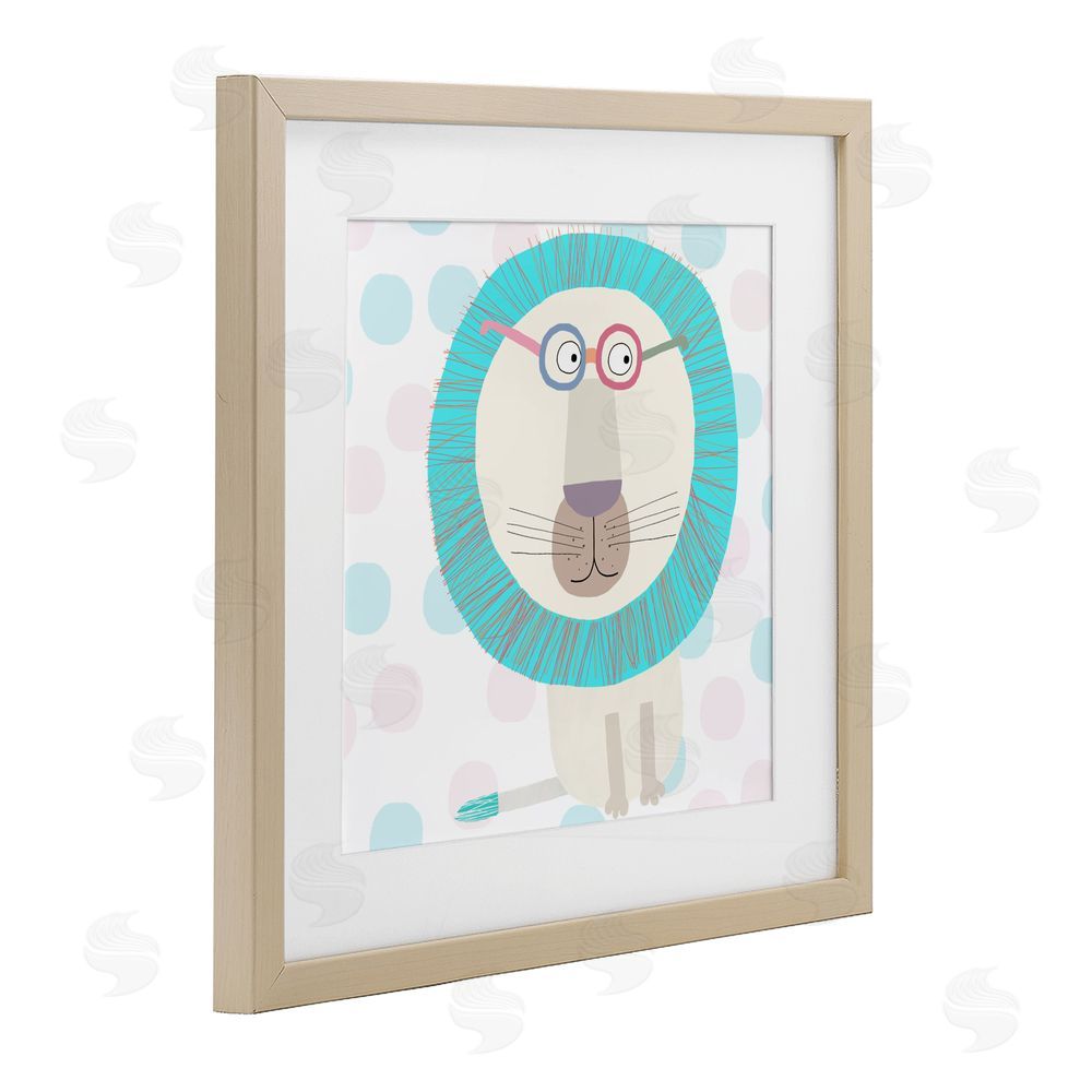Carla Daly Electric Blue Lion Brown Framed Print Under Glass with Mat Wall Art