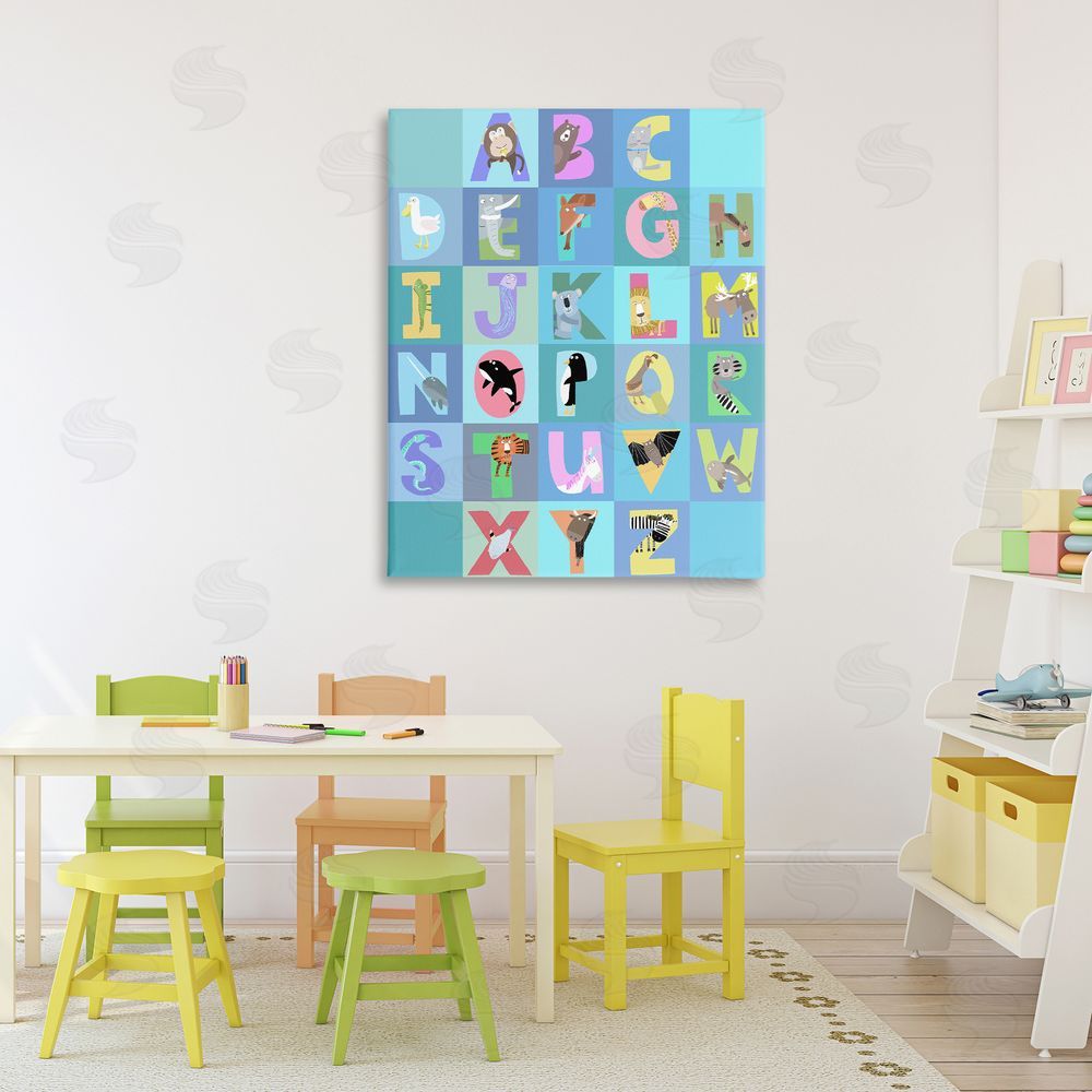 Carla Daly Animal Alphabet in Blue Stretched Canvas Wall Art in Room