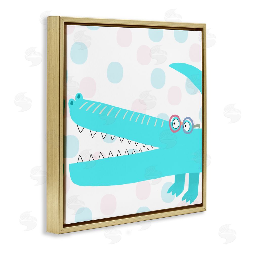 Carla Daly Electric Blue Crocodile Gold Floating Frame Canvas Wall Art