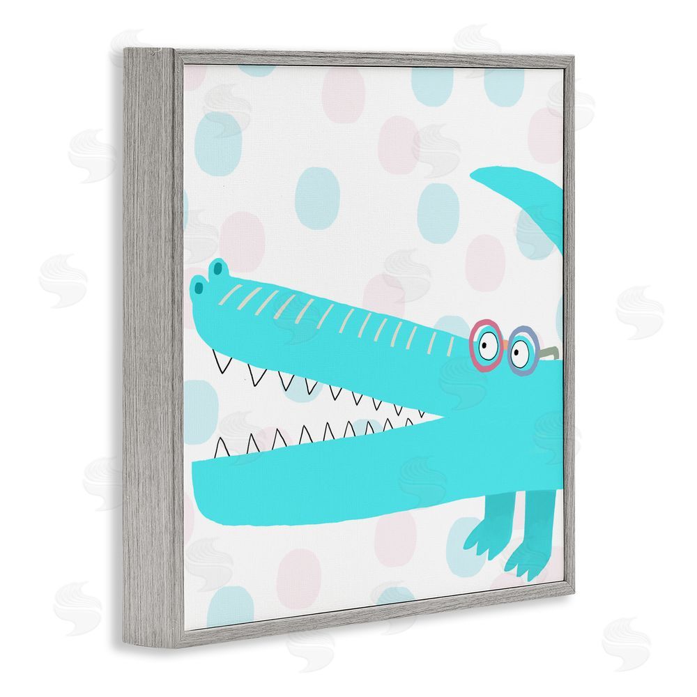 Carla Daly Electric Blue Crocodile Gray Framed Giclee Wall Art Print