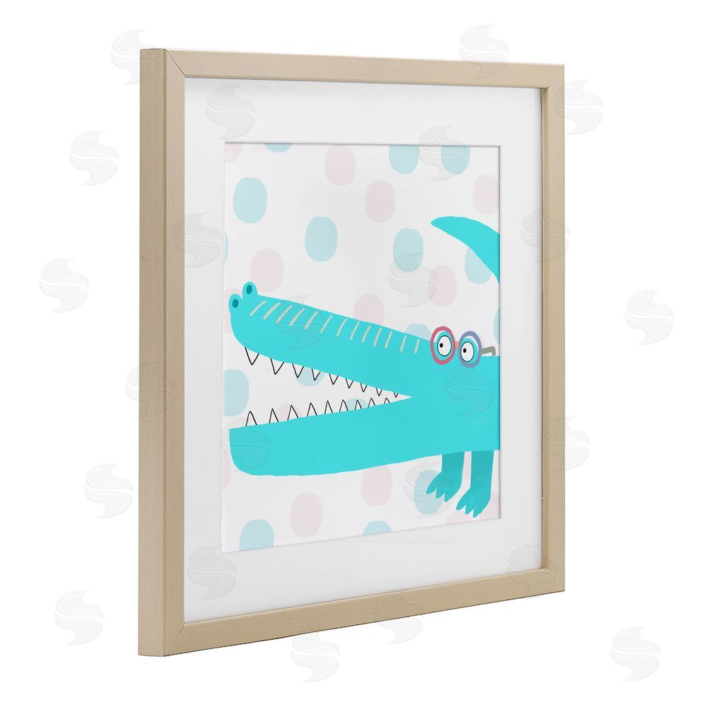 Carla Daly Electric Blue Crocodile Brown Framed Print Under Glass with Mat Wall Art