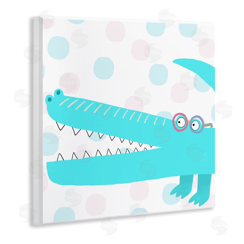 Carla Daly Electric Blue Crocodile Wooden Wall Plaque Art Print