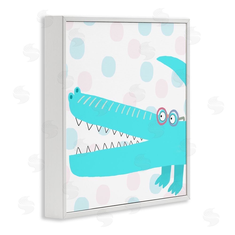 Carla Daly Electric Blue Crocodile White Framed Giclee Wall Art Print