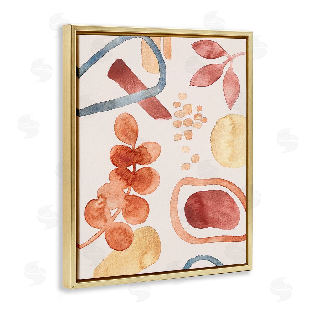 Camila Juncos Earthy Soft Nature Shapes Gold Floating Frame Canvas Art Print