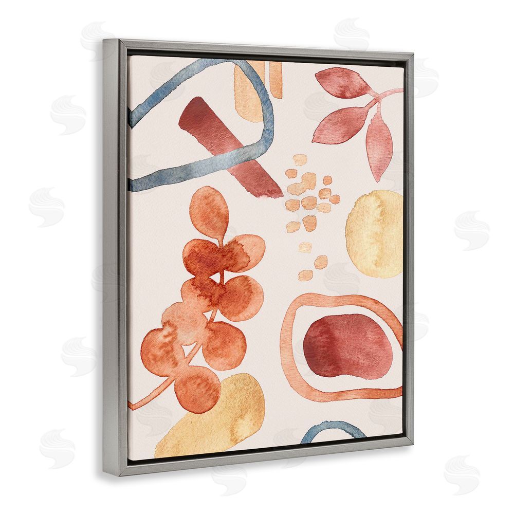 Camila Juncos Earthy Soft Nature Shapes Gray Floating Frame Canvas Art Print