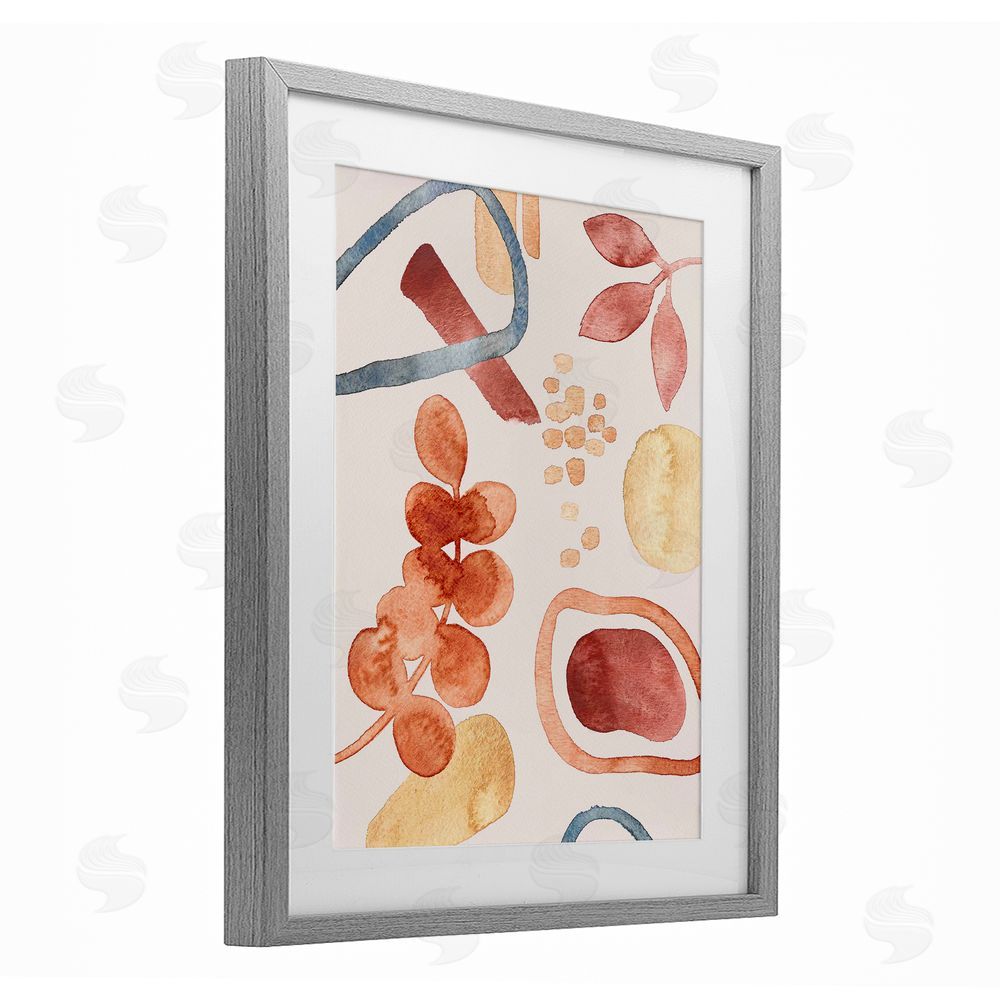 Camila Juncos Earthy Soft Nature Shapes Gray Framed Print Under Glass Art