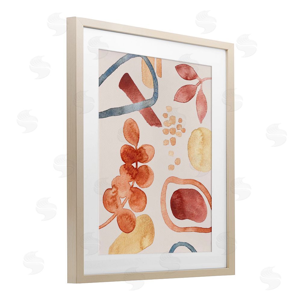 Camila Juncos Earthy Soft Nature Shapes Birch Framed Print Under Glass Art