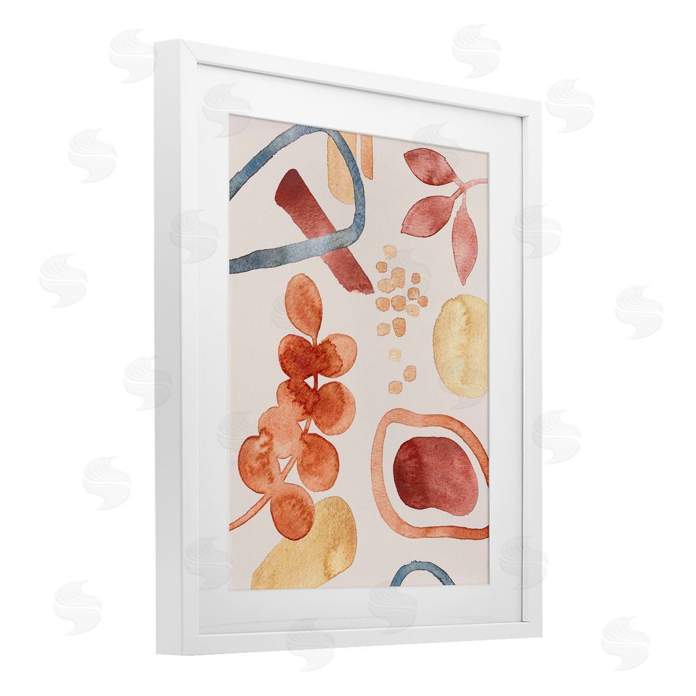 Camila Juncos Earthy Soft Nature Shapes White Framed Print Under Glass Art