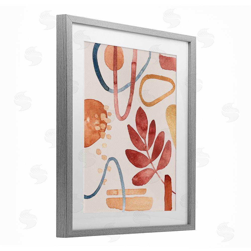 Camila Juncos Earthy Organic Nature & Shapes Gray Framed Print Under Glass Art