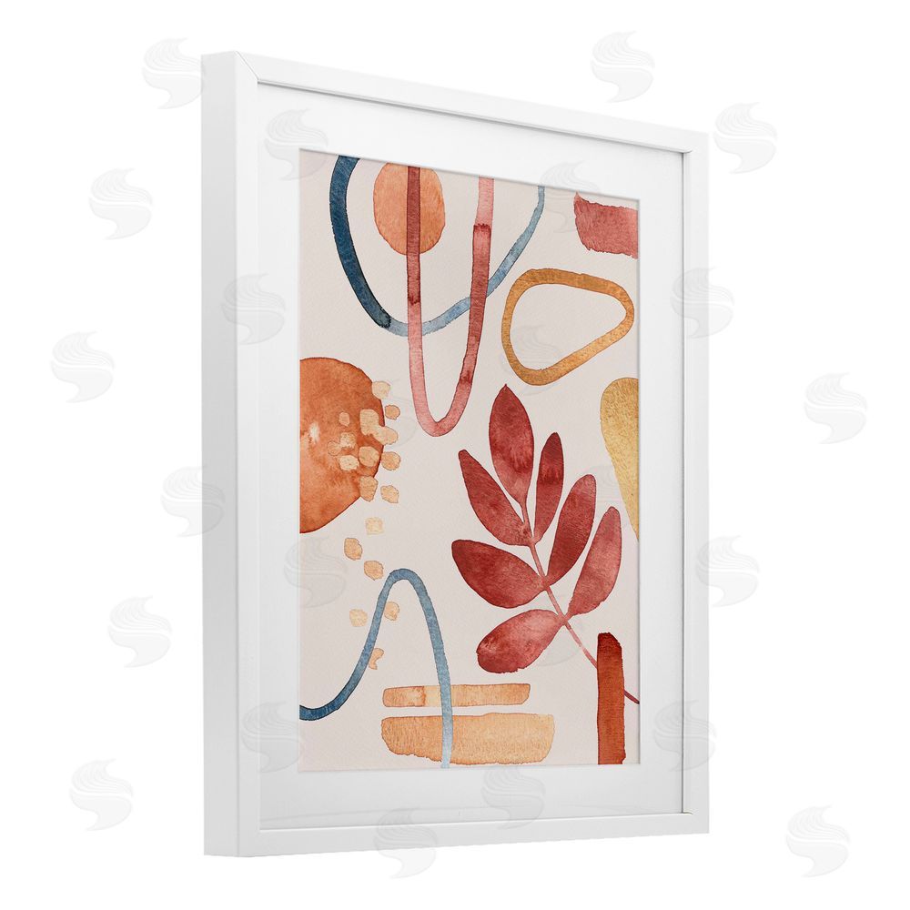 Camila Juncos Earthy Organic Nature & Shapes White Framed Print Under Glass Art