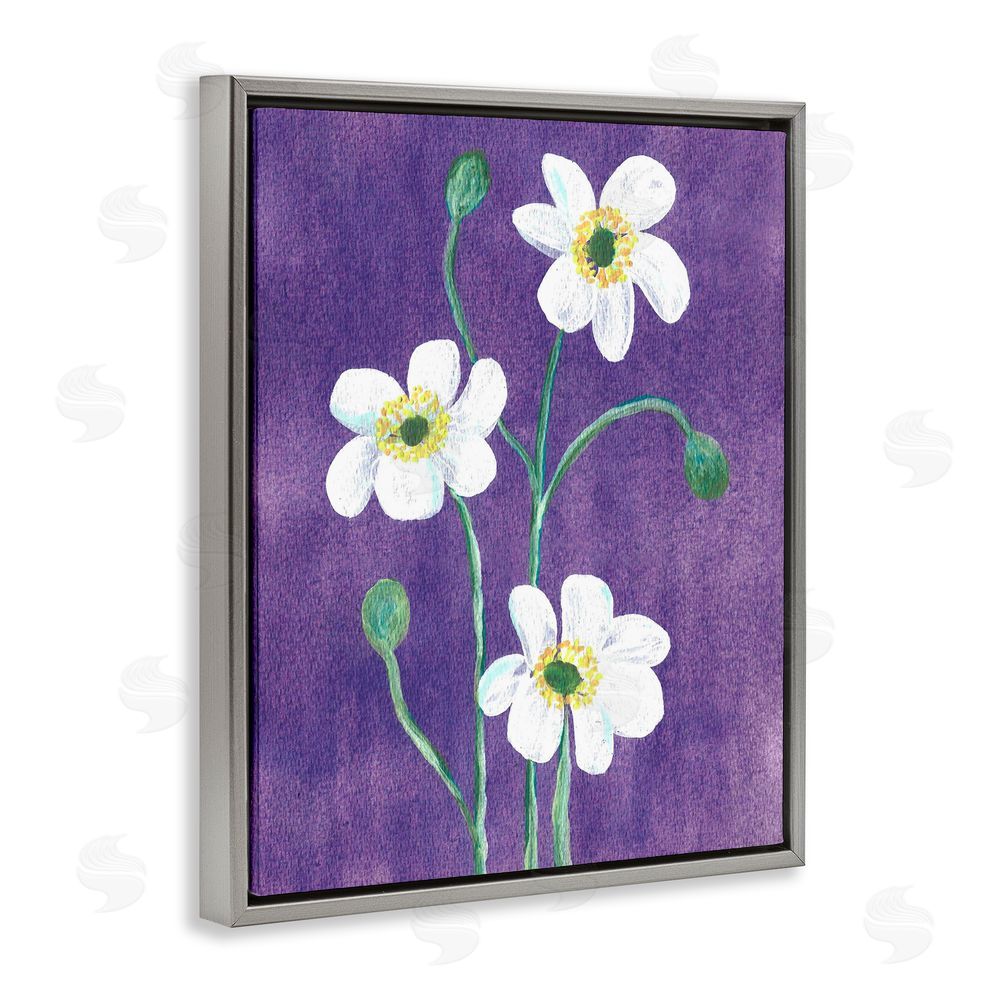 Camila Juncos Acrylic Poppies Trio Gray Floating Frame Canvas Art Print
