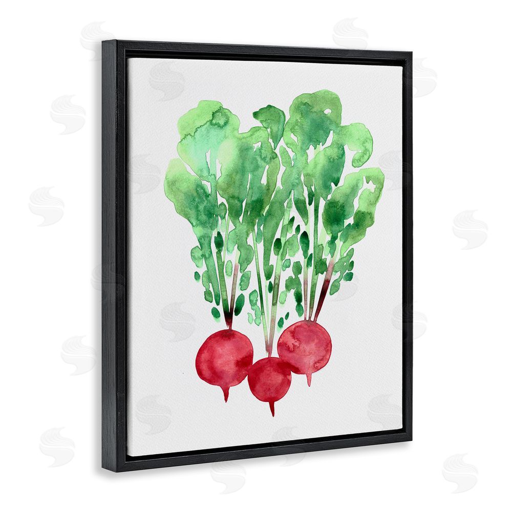 Camila Juncos Watercolor Garden Radishes Black Floating Frame Canvas Wall Art Print