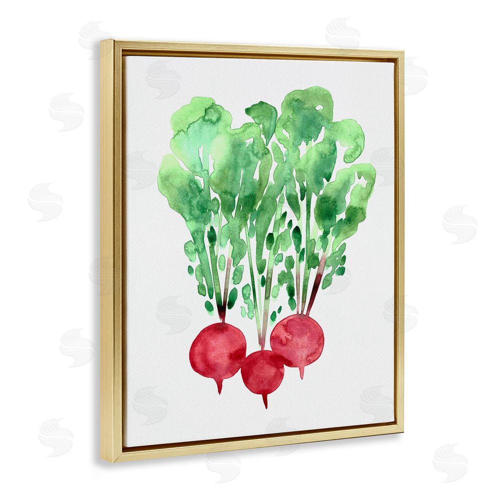 Camila Juncos Watercolor Garden Radishes Gold Floating Frame Canvas Art Print